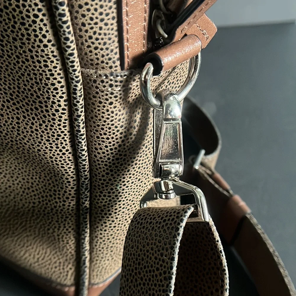 Jack Georges Pebbled Suede & Leather Messenger Crossbody Briefcase Case